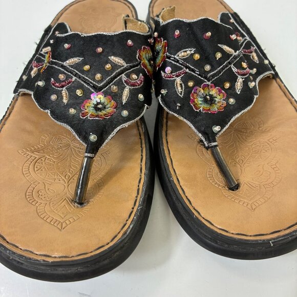 Rieker Boho Floral Sequin Beaded Sandals Sz 9.5 Hippie Gypsy - Picture 4 of 9